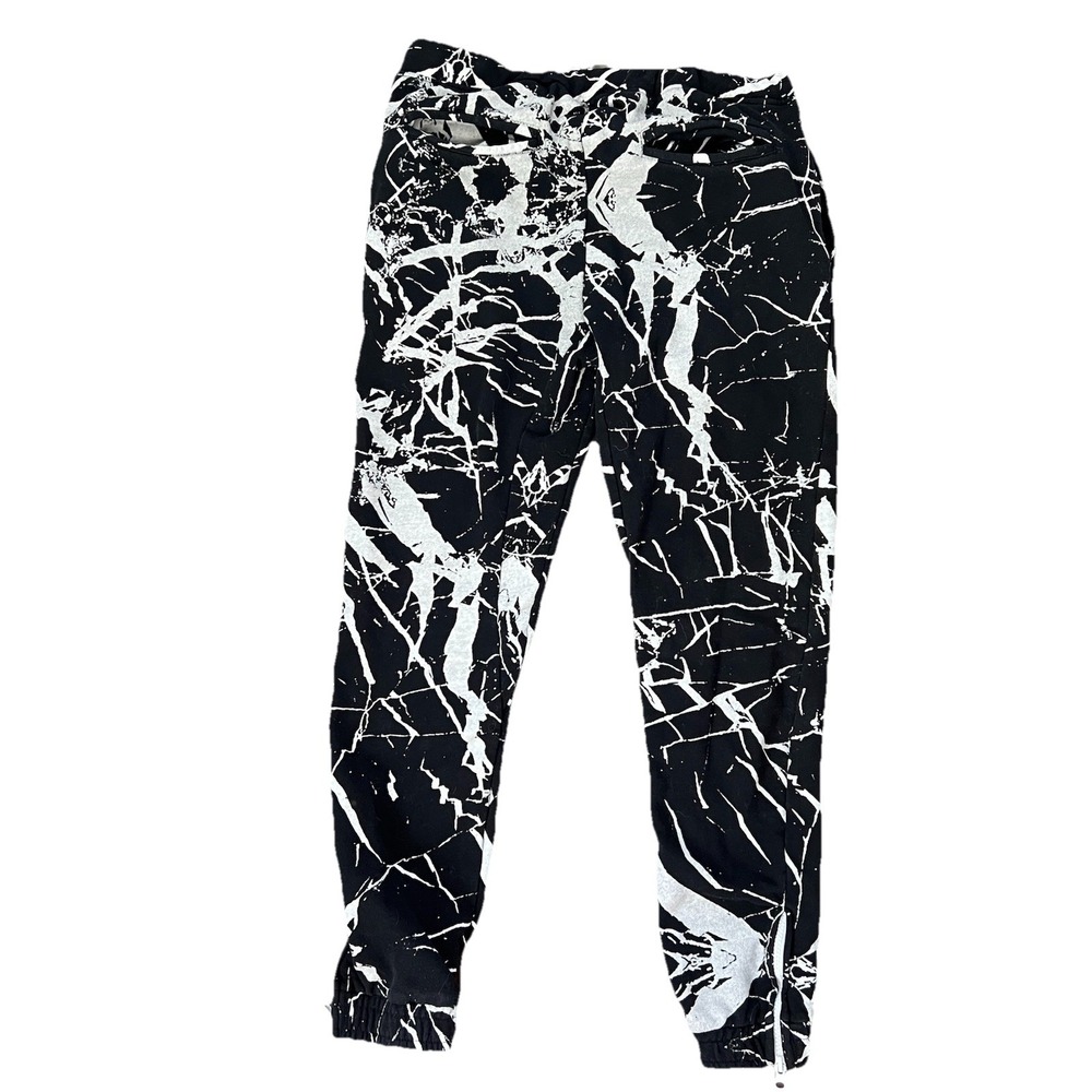 FRPLY Black Gray L Graphic All Over Print pants joggers Streetwear Skater Y2K - Picture 2 of 10